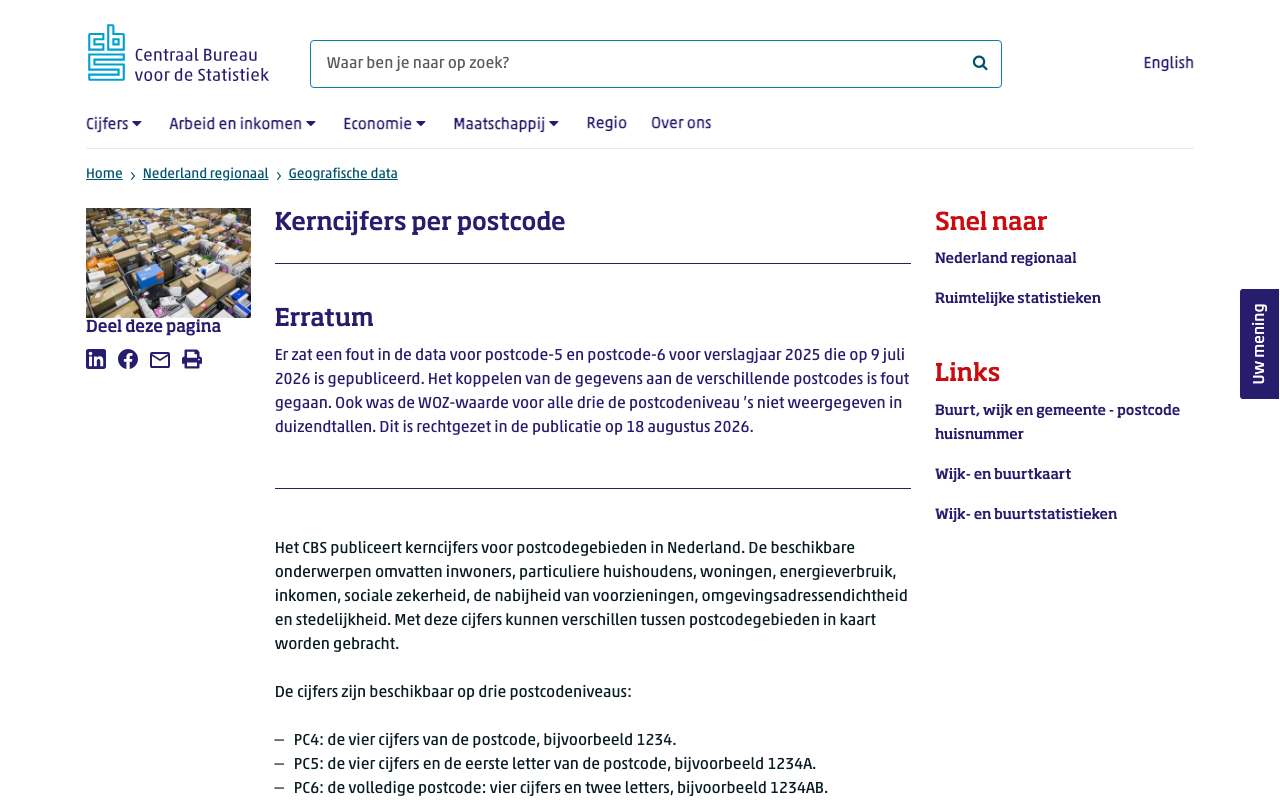 Schermafbeelding van cbs.nl