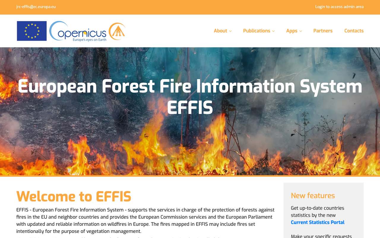 Schermafbeelding van forest-fire.emergency.copernicus.eu