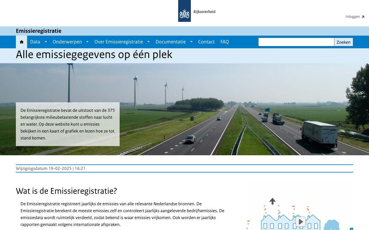 Schermafbeelding van emissieregistratie.nl