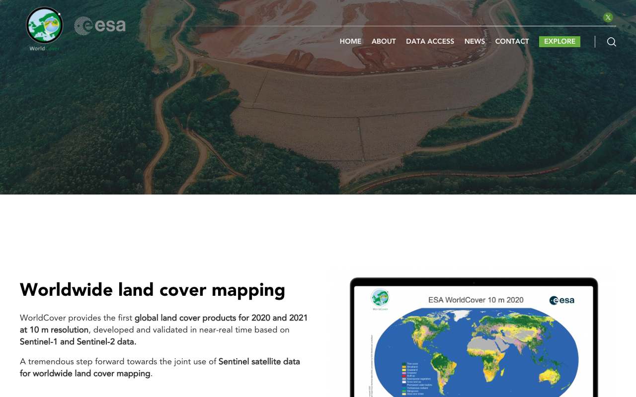 Schermafbeelding van esa-worldcover.org