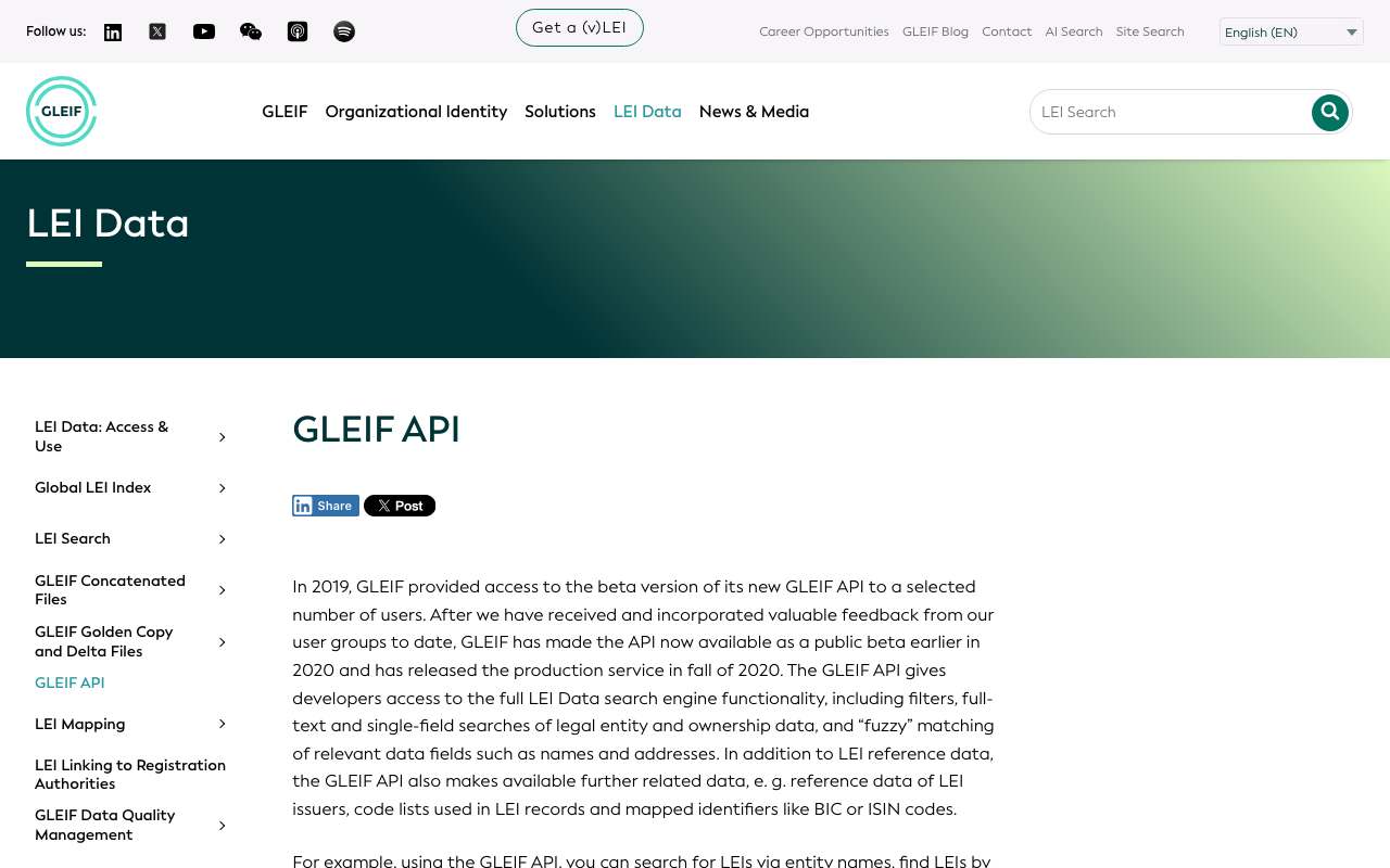 Schermafbeelding van gleif.org