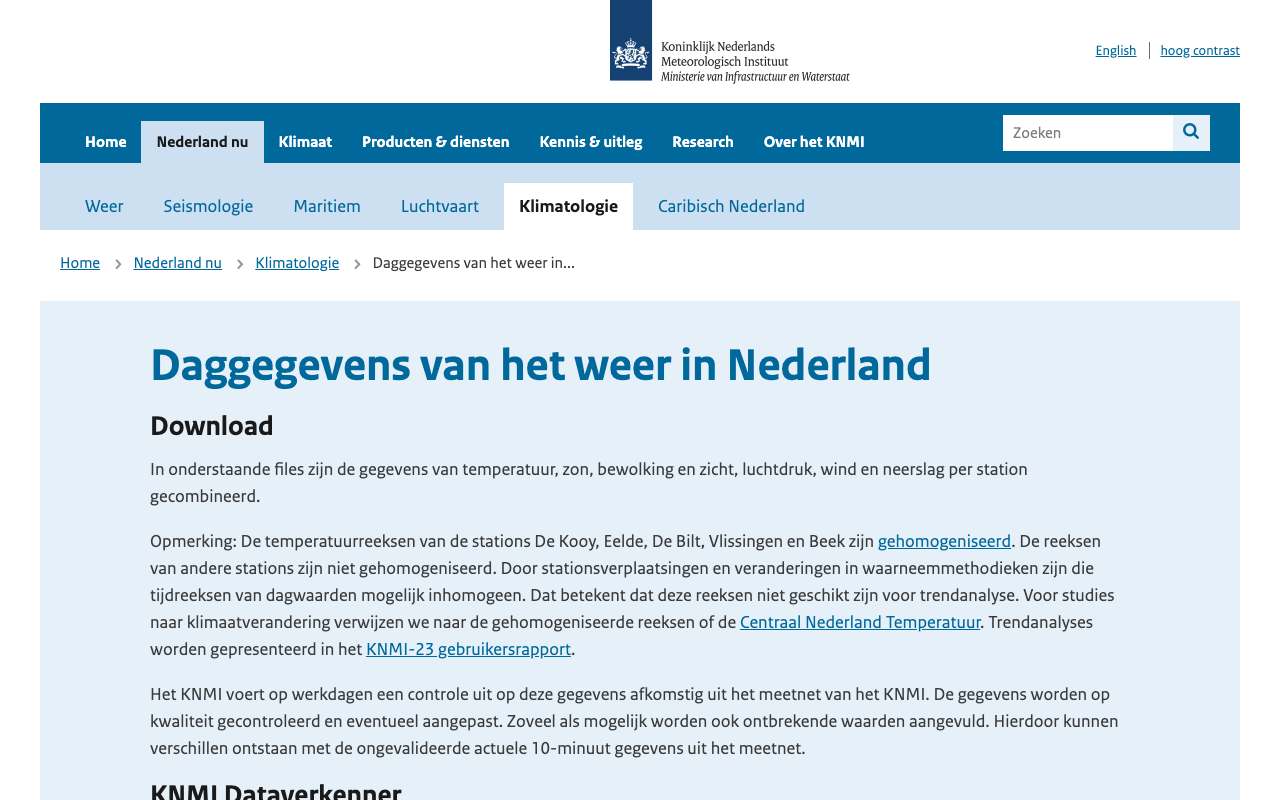 Schermafbeelding van knmi.nl