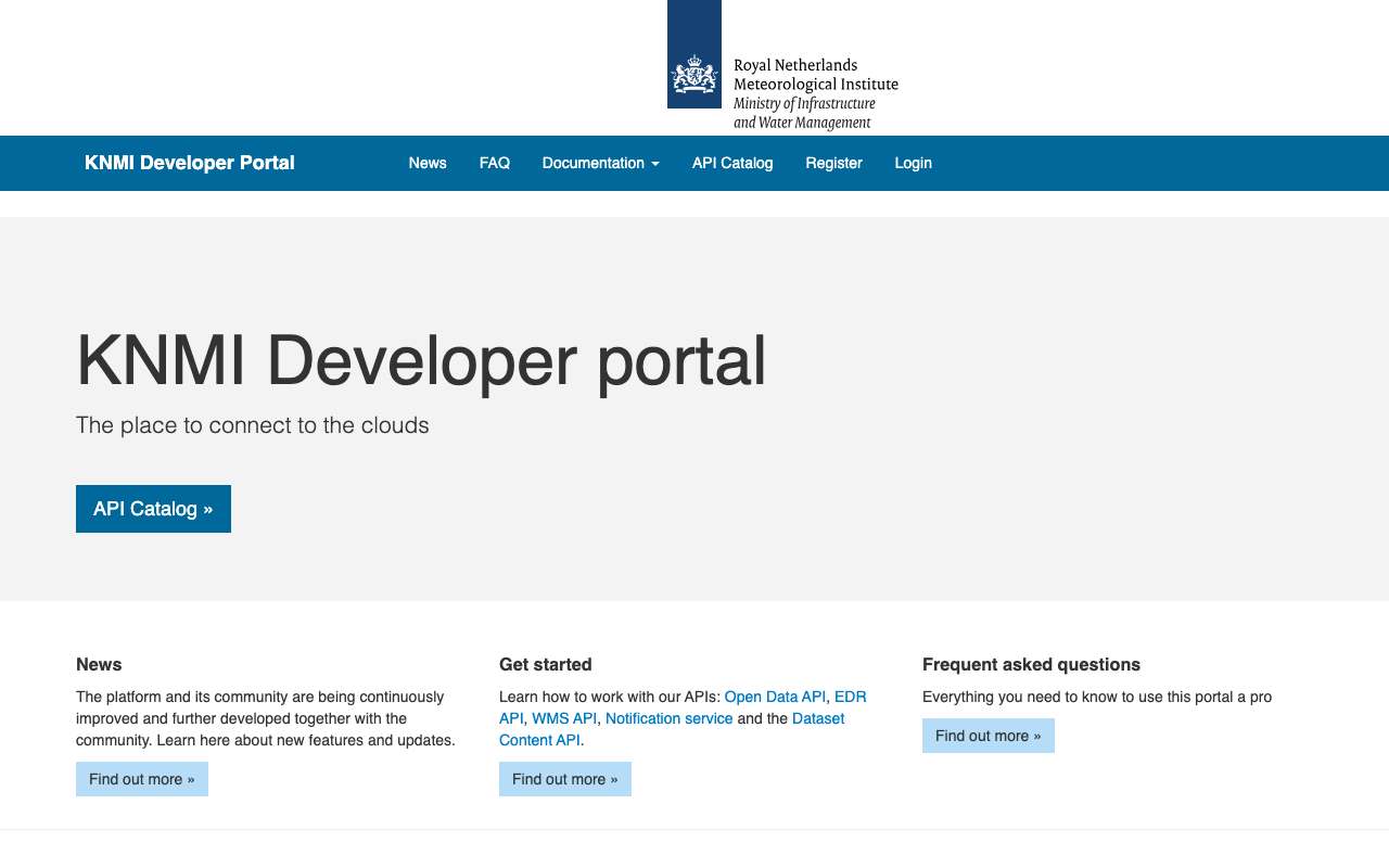 Schermafbeelding van developer.dataplatform.knmi.nl