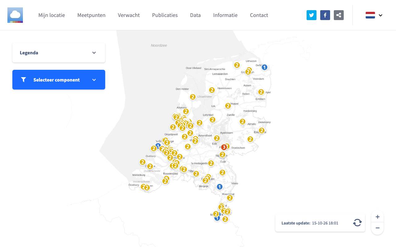 Schermafbeelding van luchtmeetnet.nl