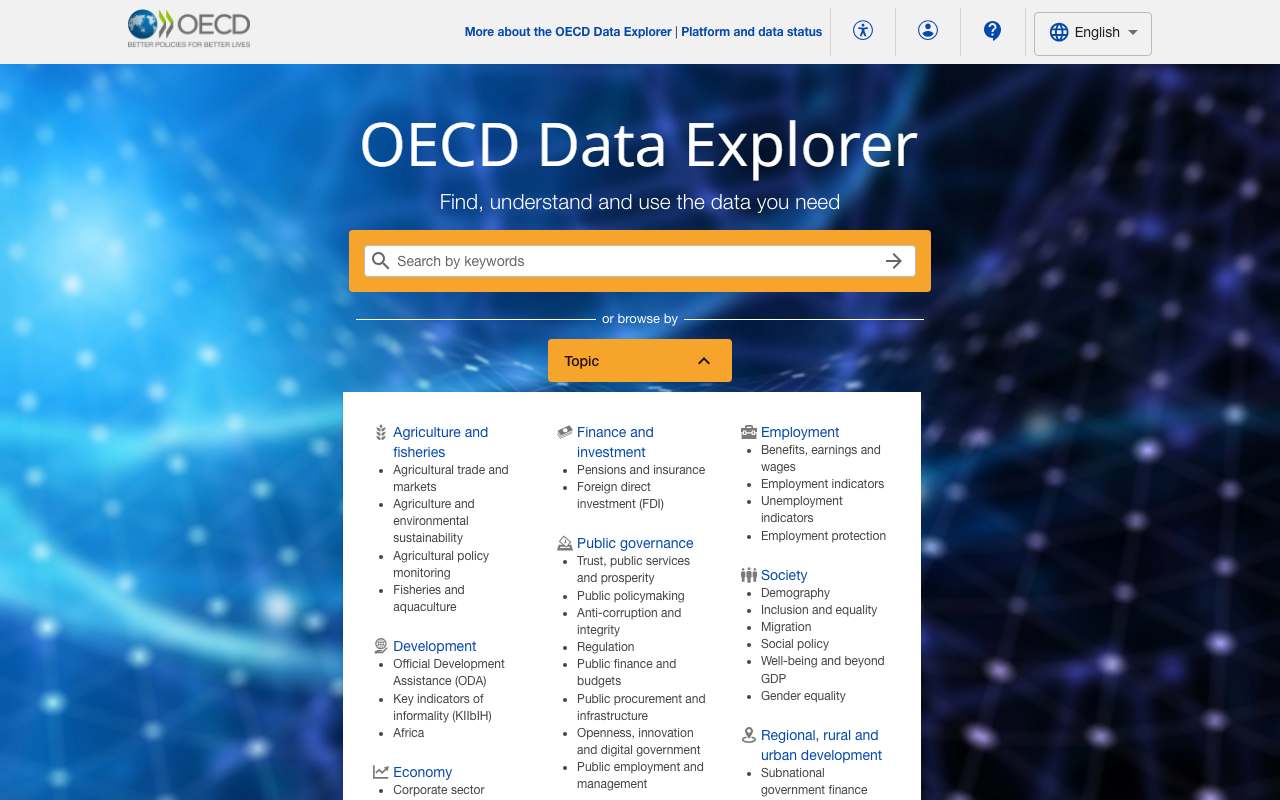 Schermafbeelding van data-explorer.oecd.org