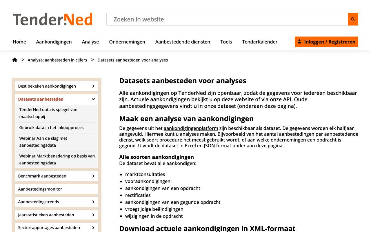Schermafbeelding van tenderned.nl