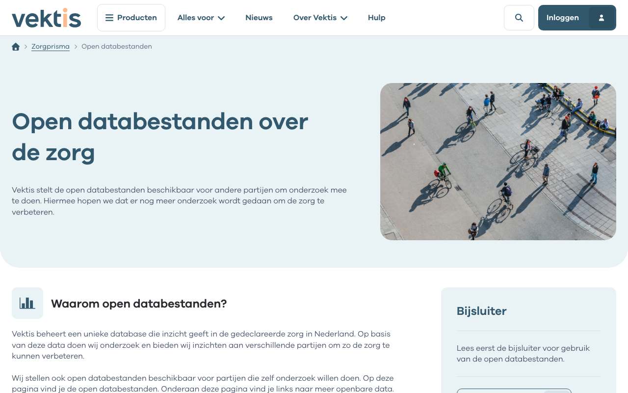 Schermafbeelding van vektis.nl