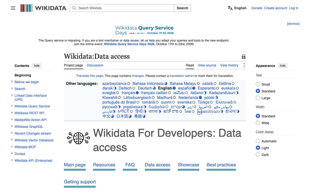 Schermafbeelding van wikidata.org