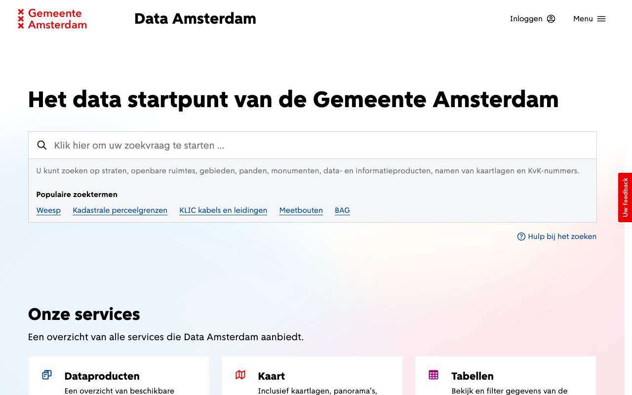 Schermafbeelding van data.amsterdam.nl