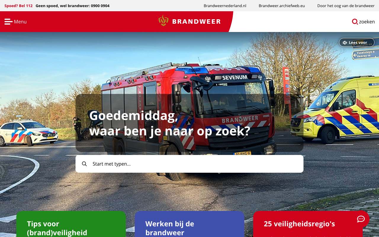 Schermafbeelding van brandweer.nl