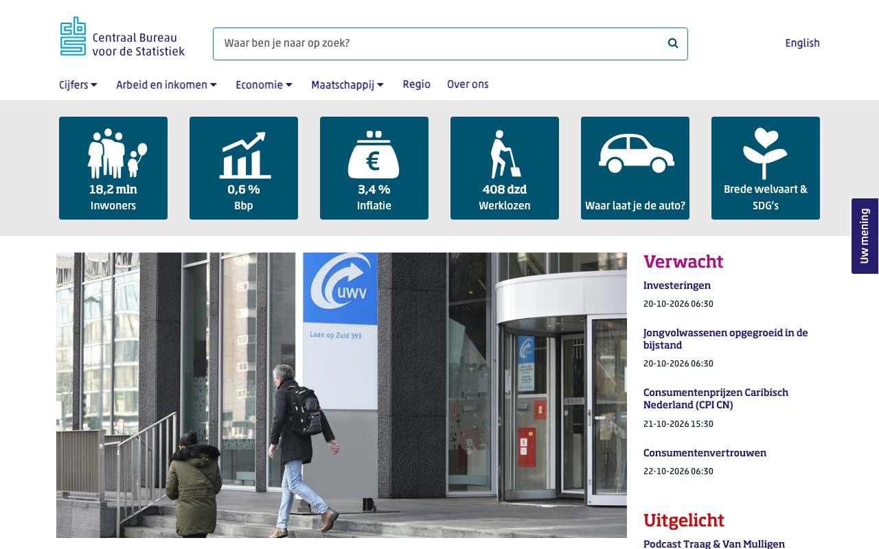 Schermafbeelding van cbs.nl
