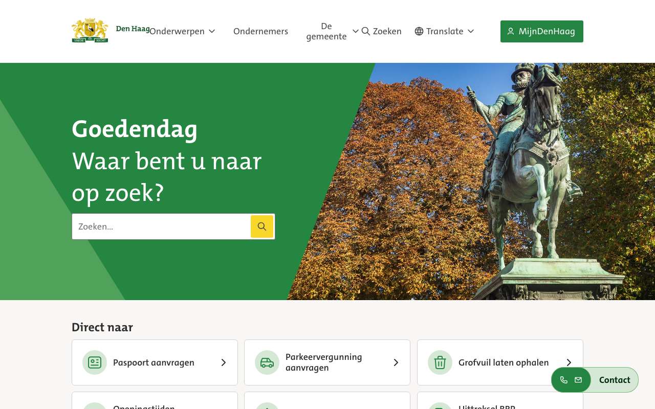 Schermafbeelding van denhaag.nl