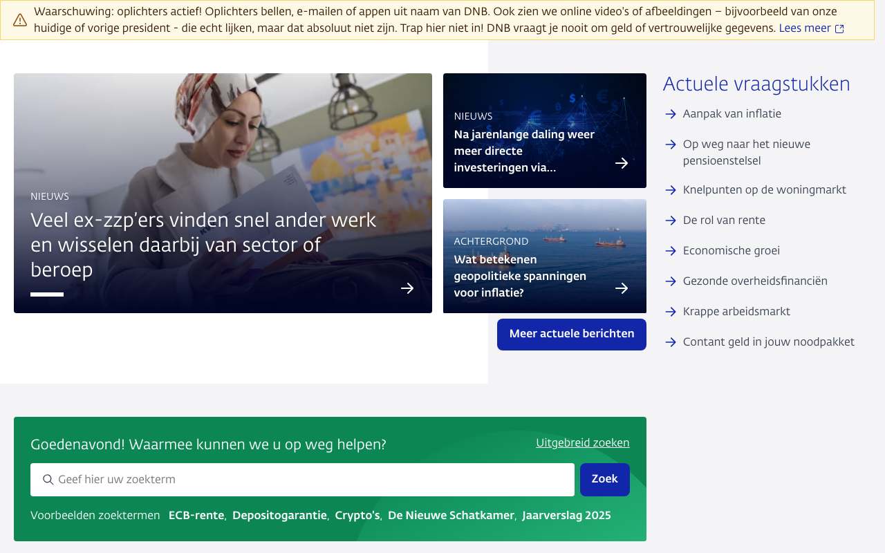 Schermafbeelding van dnb.nl