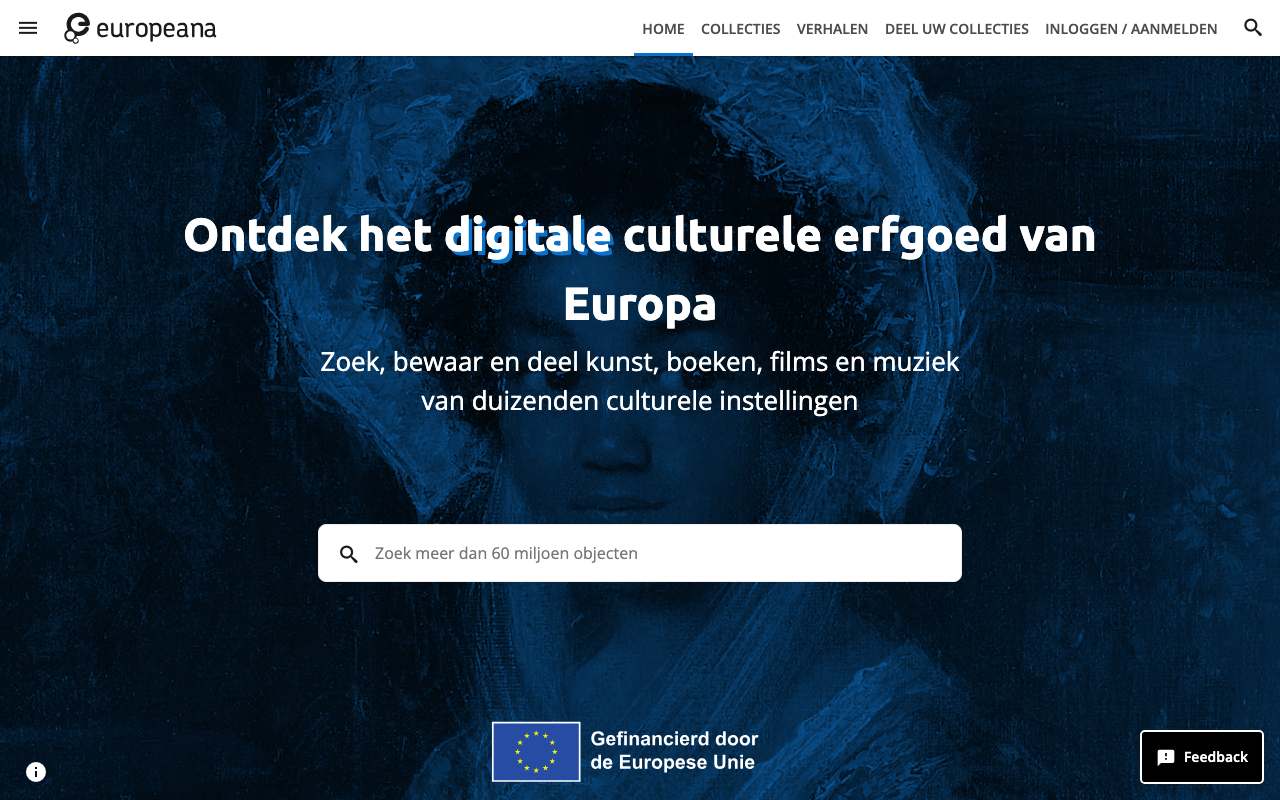 Schermafbeelding van europeana.eu