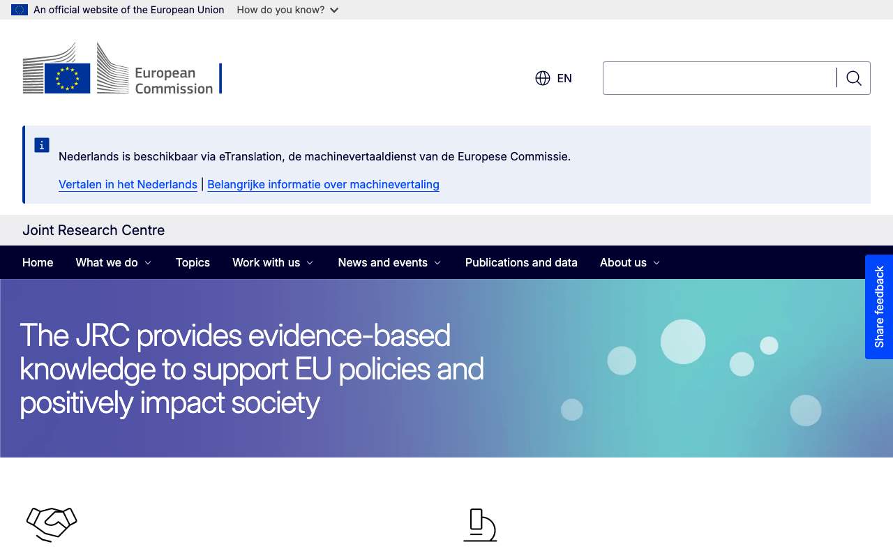 Schermafbeelding van joint-research-centre.ec.europa.eu