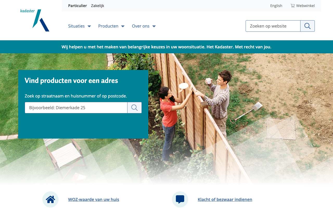 Schermafbeelding van kadaster.nl