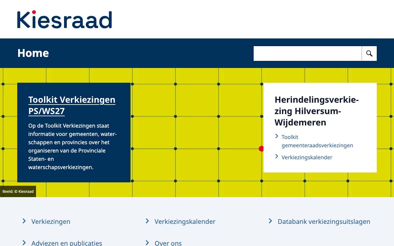 Schermafbeelding van kiesraad.nl
