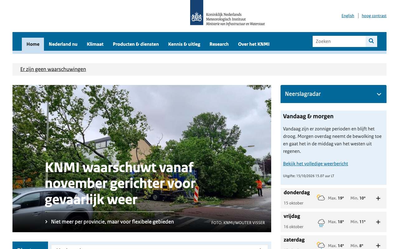 Schermafbeelding van knmi.nl