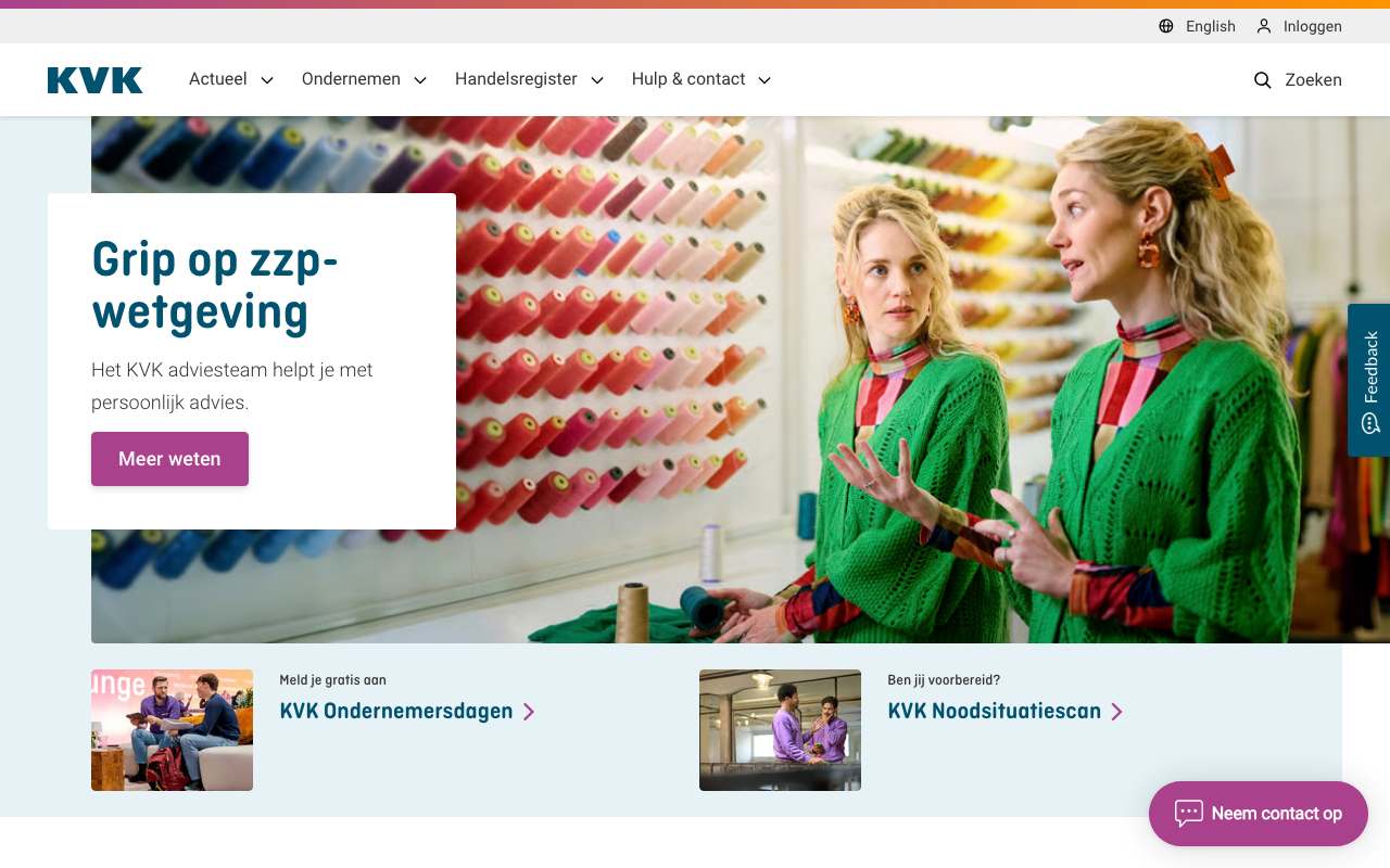 Schermafbeelding van kvk.nl