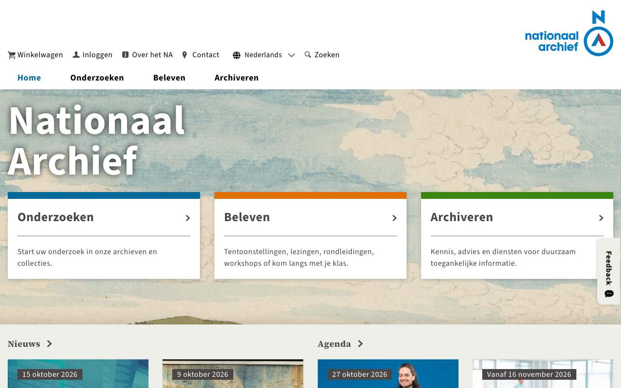 Schermafbeelding van nationaalarchief.nl