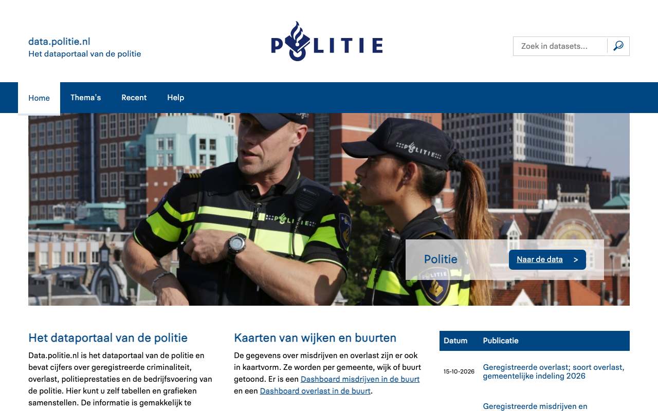 Schermafbeelding van data.politie.nl