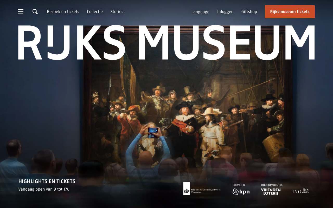 Schermafbeelding van rijksmuseum.nl