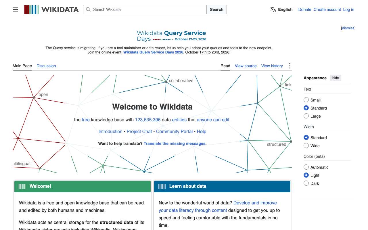Schermafbeelding van wikidata.org